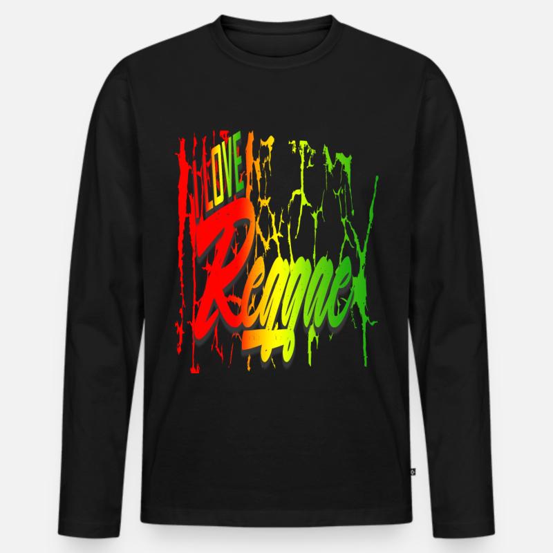 Reggae 6I love reggae - Männer Premium Bio Langarmshirt - Schwarz