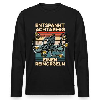 Entspannt Achtarmig Einen Reinorgeln Oktopus Meer - Männer Premium Bio Langarmshirt - Schwarz - Vorne - Nico (187cm)