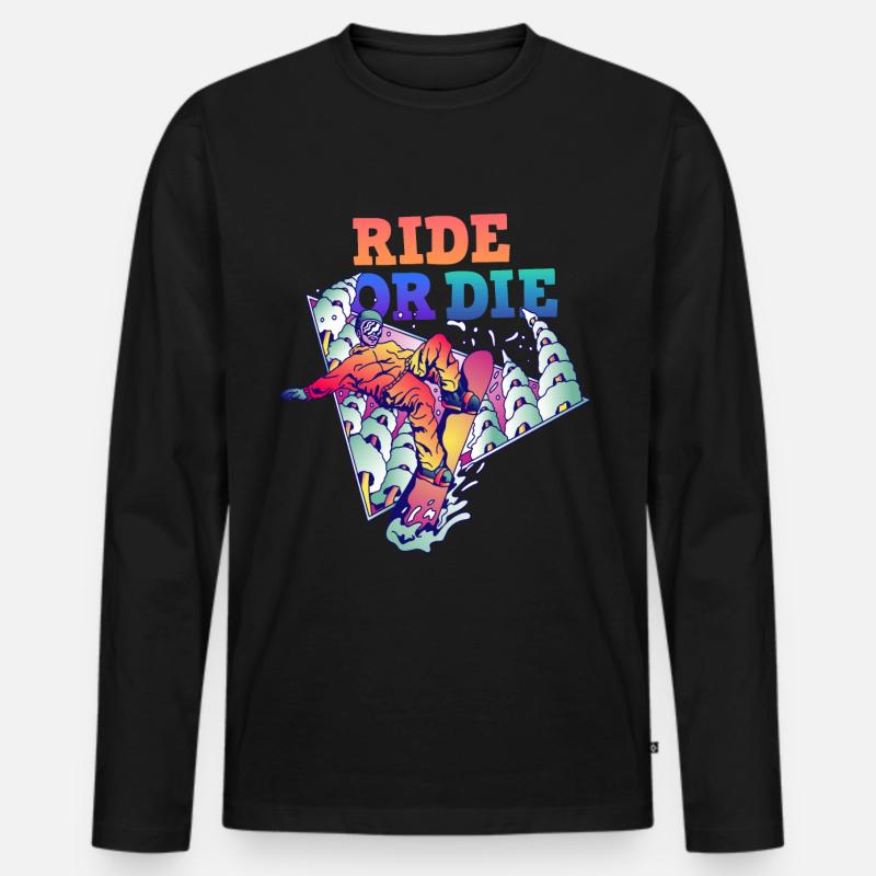 Snowboarder Ride or Die - Männer Premium Bio Langarmshirt - Schwarz