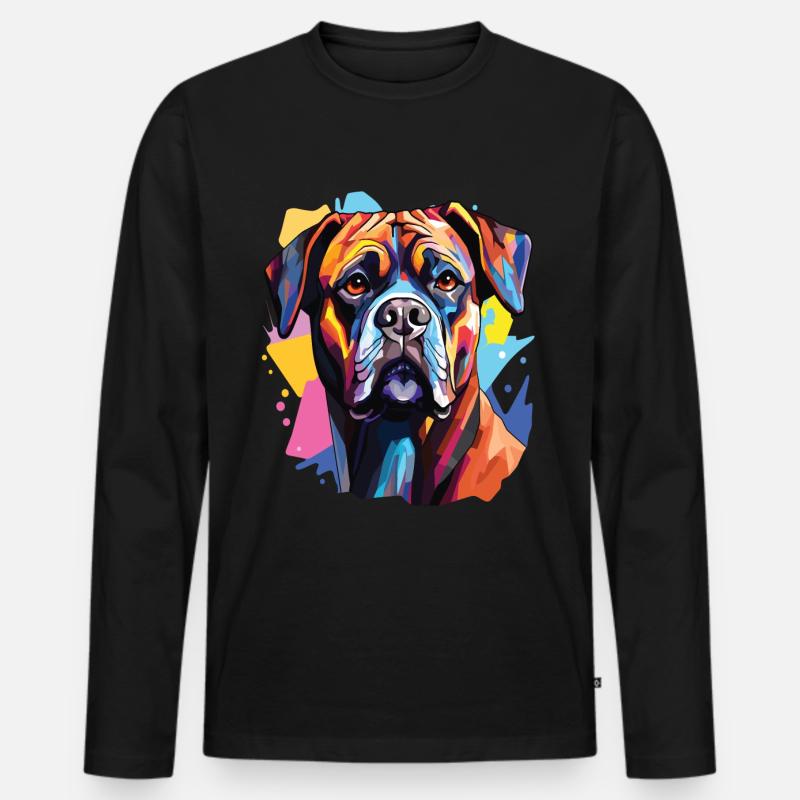 Boxerhund Pop Art - Männer Premium Bio Langarmshirt - Schwarz