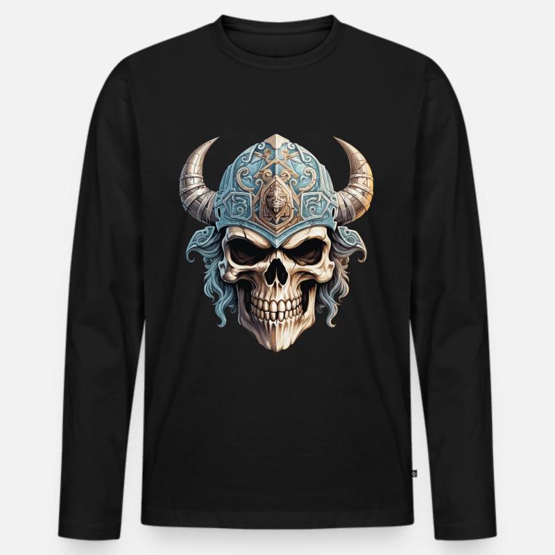 Wikinger-Schädel - Männer Premium Bio Langarmshirt - Schwarz