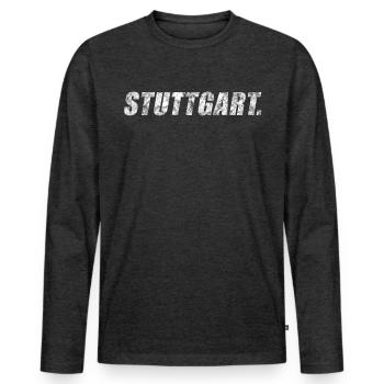 Stuttgart - Männer Premium Bio Langarmshirt - Anthrazit meliert - Vorne - Nico (187cm)