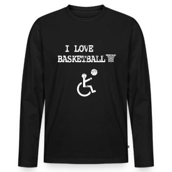 Rollstuhlfahrer liebt Basketball - Männer Premium Bio Langarmshirt - Schwarz - Vorne - Nico (187cm)