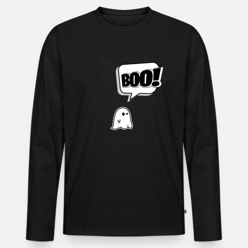 Kleines Gespenst - Männer Premium Bio Langarmshirt - Schwarz