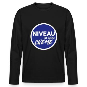 Niveau ist keine Creme - Männer Premium Bio Langarmshirt - Schwarz - Vorne - Nico (187cm)