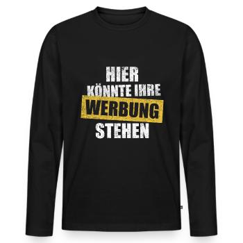 This is where their advertising could be - Men's Premium Organic Long Sleeve Shirt - black - Front - Nico (187cm)