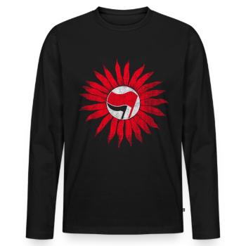 Antifa sunflower - Men's Premium Organic Long Sleeve Shirt - black - Front - Nico (187cm)