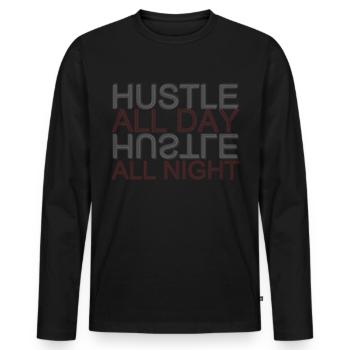 Travail hustle - T-shirt manches longues Premium bio Homme - noir - Devant - Nico (187cm)