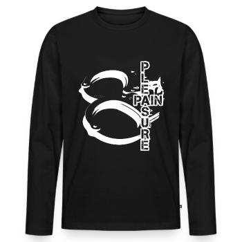 Schmerzen genießen BDSM Handschellen - Männer Premium Bio Langarmshirt - Schwarz - Vorne - Nico (187cm)