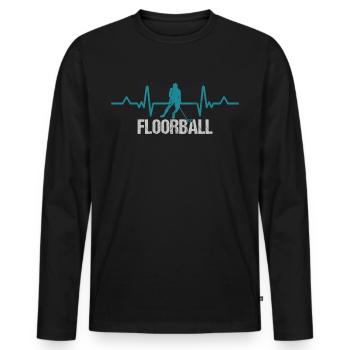 Floorball Floorball Player Floorball Player - Men's Premium Organic Long Sleeve Shirt - black - Front - Nico (187cm)