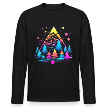 Noël dans les années 80 - T-shirt manches longues Premium bio Homme - noir - Devant - Nico (187cm)