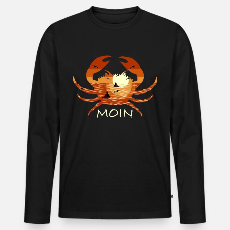 Moin Norddeutsch Krabbe - Männer Premium Bio Langarmshirt - Schwarz