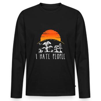 I hate people - Männer Premium Bio Langarmshirt - Schwarz - Vorne - Nico (187cm)
