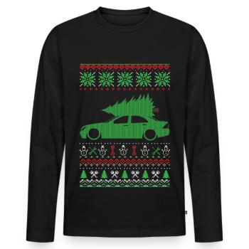 Christmas Ugly Sweater - Men's Premium Organic Long Sleeve Shirt - black - Front - Nico (187cm)