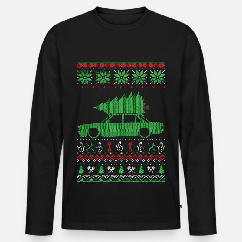 Christmas Ugly Sweater - Männer Premium Bio Langarmshirt - Schwarz