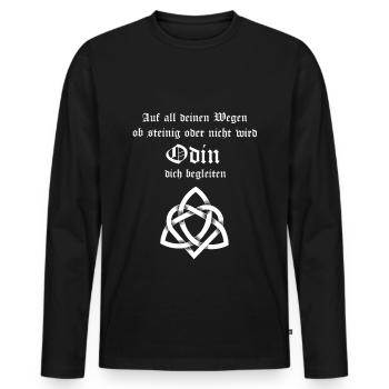 Wikinger Spruch Nordmänner Odin Mit Uns Germanen - Männer Premium Bio Langarmshirt - Schwarz - Vorne - Nico (187cm)