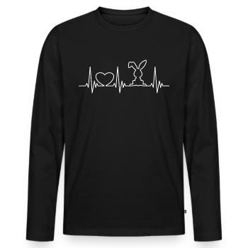 Rabbit Heartbeat Heartbeat Sweet Rabbit Gift - Men's Premium Organic Long Sleeve Shirt - black - Front - Nico (187cm)