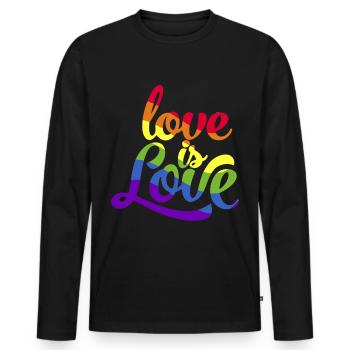 Love is equal. Liebe kennt kein Geschlecht. Spruch - Männer Premium Bio Langarmshirt - Schwarz - Vorne - Nico (187cm)
