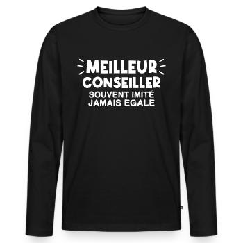 Conseiller | Je suis le meilleur Conseiller - T-shirt manches longues Premium bio Homme - noir - Devant - Nico (187cm)