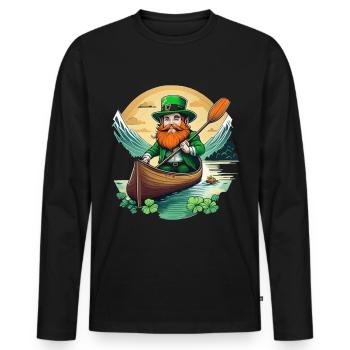 St. Patrick's Day Kleeblatt Kajak - Männer Premium Bio Langarmshirt - Schwarz - Vorne - Nico (187cm)