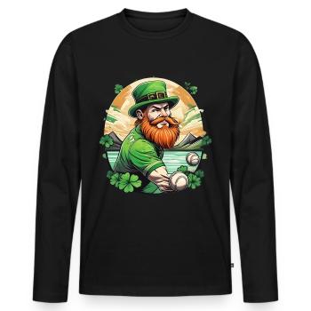 St. Patrick's Day Shamrock Baseball - Men's Premium Organic Long Sleeve Shirt - black - Front - Nico (187cm)