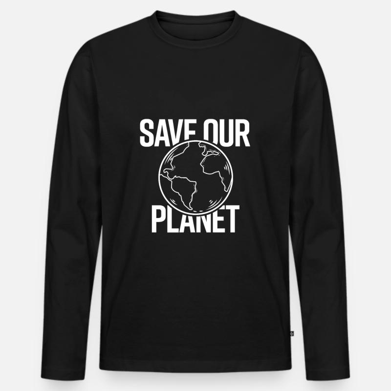 save our planet - Männer Premium Bio Langarmshirt - Schwarz