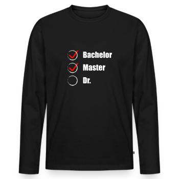 Master Abschluss Doktorand Checkliste Geschenkidee - Männer Premium Bio Langarmshirt - Schwarz - Vorne - Nico (187cm)