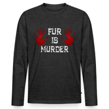 La fourrure est un meurtre - T-shirt manches longues Premium bio Homme - anthracite chiné - Devant - Nico (187cm)