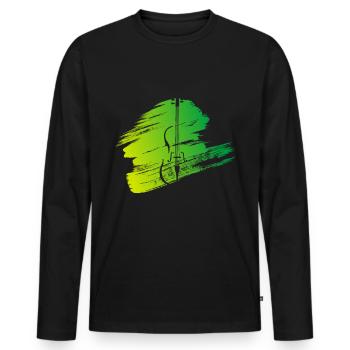 Cellist Geschenkidee Cellospieler Art.-Nr. - Männer Premium Bio Langarmshirt - Schwarz - Vorne - Nico (187cm)