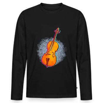 Cellist Geschenkidee Cellospieler Art.-Nr. - Männer Premium Bio Langarmshirt - Schwarz - Vorne - Nico (187cm)