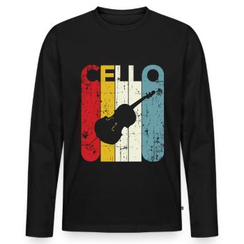 Cellist Geschenkidee Cellospieler Retro Cello 70er 80er Jahre - Männer Premium Bio Langarmshirt - Schwarz - Vorne - Nico (187cm)