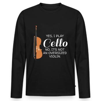 No Oversized Violin Cellist Gift Cello Player - Men's Premium Organic Long Sleeve Shirt - black - Front - Nico (187cm)