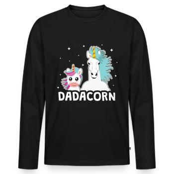 Einhorn Dadacorn Vater Geschenkidee - Männer Premium Bio Langarmshirt - Schwarz - Vorne - Nico (187cm)
