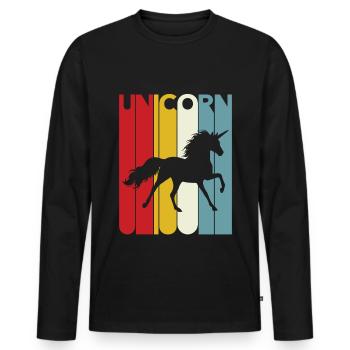 Unicorn Retro Design Unicorn Lover Gift Idea - Men's Premium Organic Long Sleeve Shirt - black - Front - Nico (187cm)