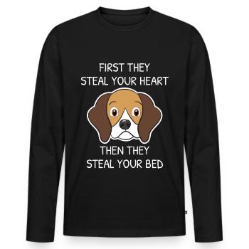 Funny Beagle Gave til Beagle Lovers Steal Heart - Premium økologisk langærmet T-shirt til mænd - sort - Foran - Nico (187cm)