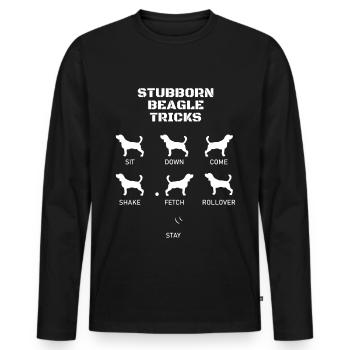 Drôle cadeau Beagle Lovers Beagle astuces têtues - T-shirt manches longues Premium bio Homme - noir - Devant - Nico (187cm)