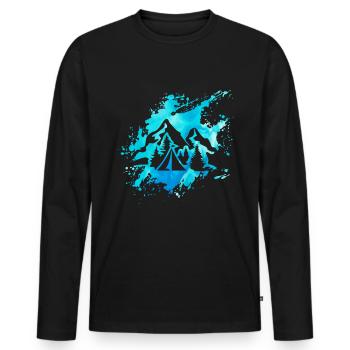 Camping Mountains Tent Nature Camper Gift Idea Art - Men's Premium Organic Long Sleeve Shirt - black - Front - Nico (187cm)