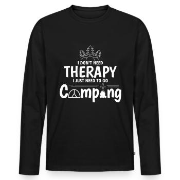 No Therapy Just Camping Camper Gift Idea - Men's Premium Organic Long Sleeve Shirt - black - Front - Nico (187cm)