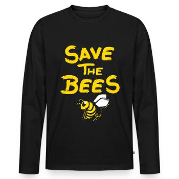 Save The Bees Naturalist Environmentalist Gift - Men's Premium Organic Long Sleeve Shirt - black - Front - Nico (187cm)