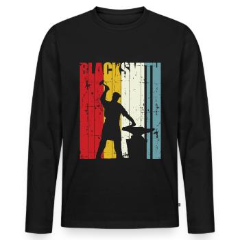 Rétro cadeau de forgeron Forge Forge - T-shirt manches longues Premium bio Homme - noir - Devant - Nico (187cm)