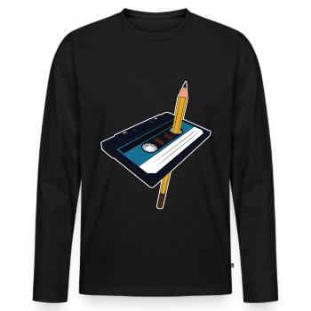 Kassette Bleistift Stift Audiokassette Mixtape Geschenk - Männer Premium Bio Langarmshirt - Schwarz - Vorne - Nico (187cm)