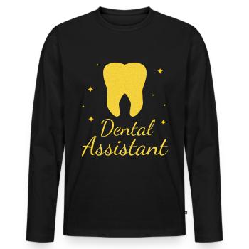 Dental Assistant Golden Tooth Dentist Hygiene Gift - Men's Premium Organic Long Sleeve Shirt - black - Front - Nico (187cm)