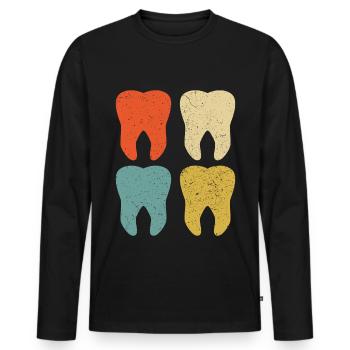 Hygiène du dentiste hygiéniste dentaire Vintage dents - T-shirt manches longues Premium bio Homme - noir - Devant - Nico (187cm)