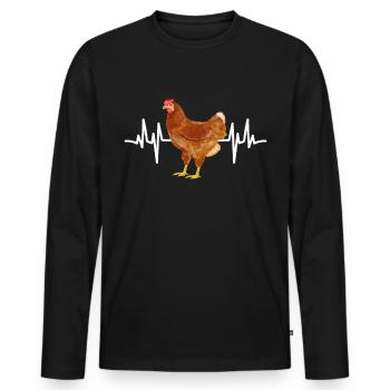 Chicken Heartbeat Poultry Farmer Farming Farm - Men's Premium Organic Long Sleeve Shirt - black - Front - Nico (187cm)