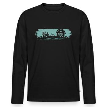 Farmer Gift Idea Tractor Farm Farming Agriculture - Men's Premium Organic Long Sleeve Shirt - black - Front - Nico (187cm)