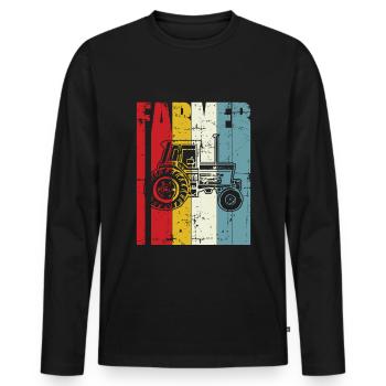 Retro Farmer Gift Farming Vintage Tractor 70s 80s - Men's Premium Organic Long Sleeve Shirt - black - Front - Nico (187cm)
