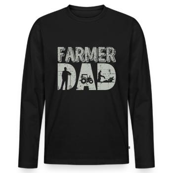 Farmer Dad Gift Farming Farm Agriculture Father - Men's Premium Organic Long Sleeve Shirt - black - Front - Nico (187cm)