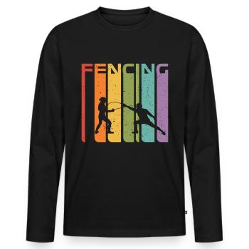 Escrime Rétro Sport Vintage Escrime Cadeau Epée Années 70 - T-shirt manches longues Premium bio Homme - noir - Devant - Nico (187cm)