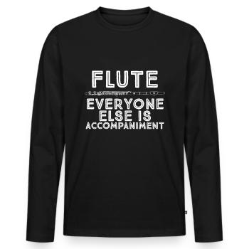 Flutist Transverse Flute Player Flautist Fluting - Men's Premium Organic Long Sleeve Shirt - black - Front - Nico (187cm)