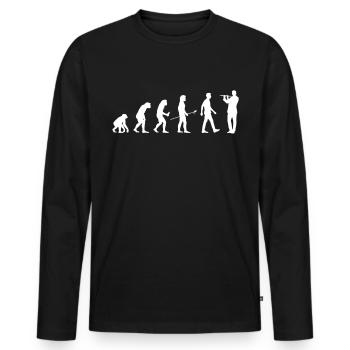 Flûtiste cadeau joueur de flûte traversière Evolution Man - T-shirt manches longues Premium bio Homme - noir - Devant - Nico (187cm)